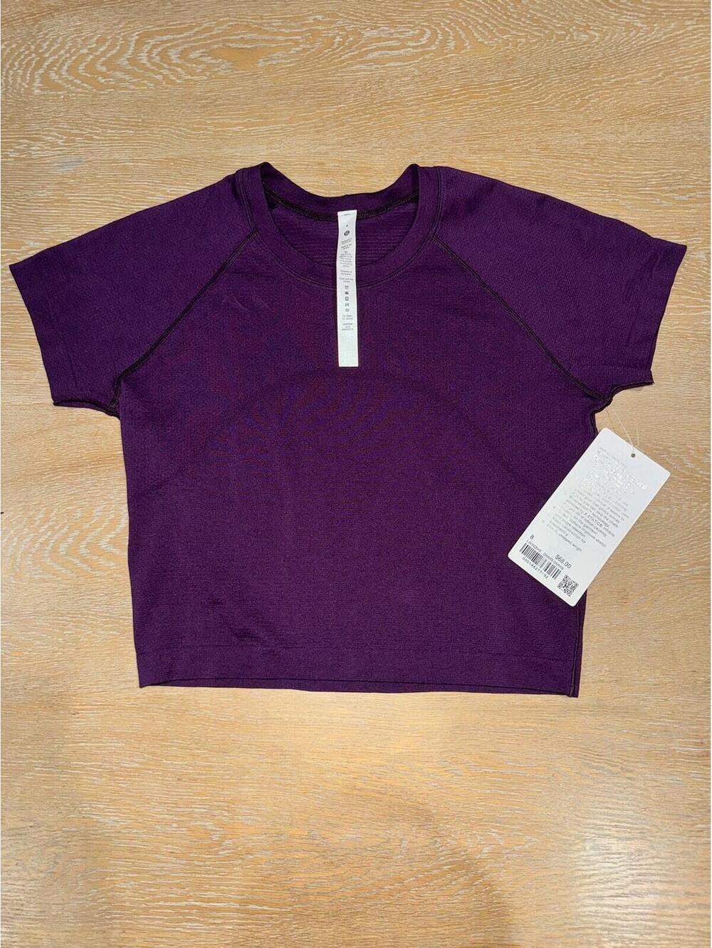 Lululemon Swiftly Tech Cropped Short-Sleeve Shirt 2.0 SIZE 8 Dramatic Magenta